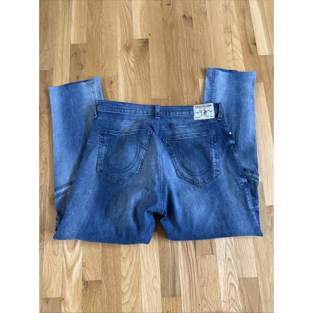 True‎ Religion Rocco Jeans Mens 32x28 Relaxed Skinny Biker Moto Distressed Denim